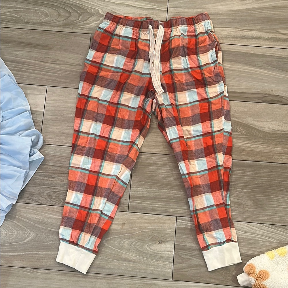 Plaid Kids Jogger Pants - Red and White
